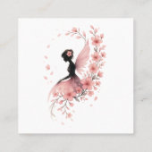 Hada Rosa con Flores de Sakura Vierkante Visitekaartje (Achterkant)