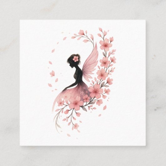 Hada Rosa con Flores de Sakura Vierkante Visitekaartje (Achterkant)