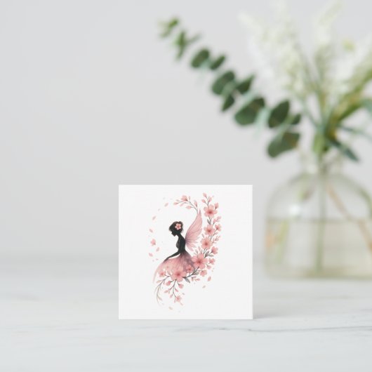Hada Rosa con Flores de Sakura Vierkante Visitekaartje (Staand voorkant)