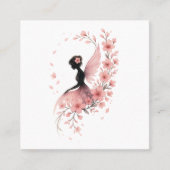 Hada Rosa con Flores de Sakura Vierkante Visitekaartje (Voorkant)