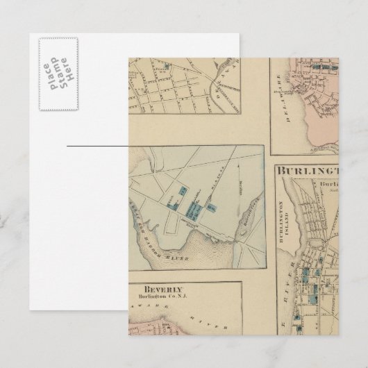 Haddonfield, Gloucester City, Burlington Briefkaart (Voorkant / Achterkant)