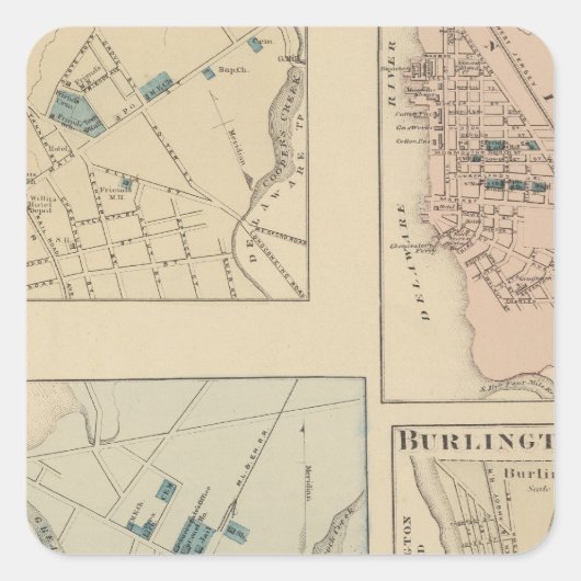 Haddonfield, Gloucester City, Burlington Vierkante Sticker (Voorkant)