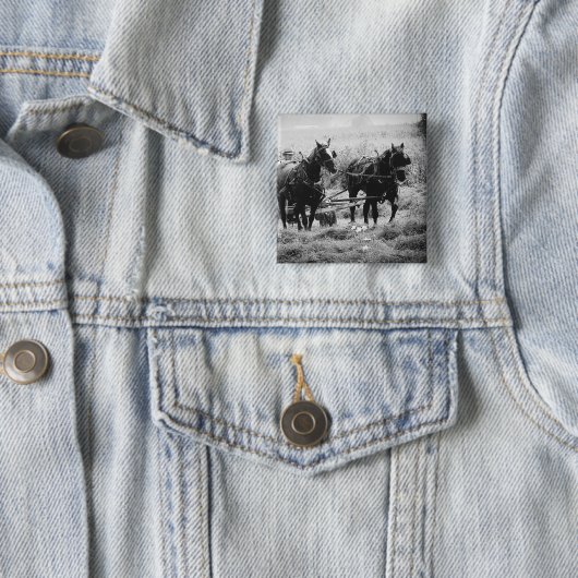 Haden in zwart-wit vierkante button 5,1 cm (In situ)