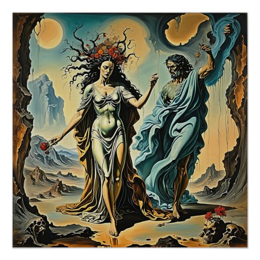Hades en Persephone dalen af naar de onderwereld Perfect Poster (Voorkant)