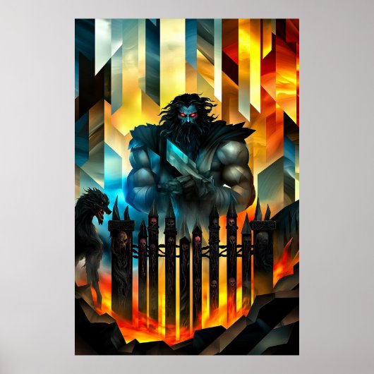 Hades - Kubistische minimalistische legende - God  Poster (Voorkant)