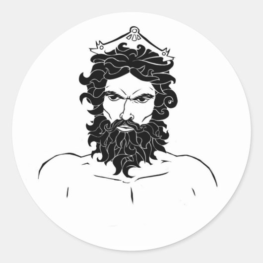 Hades zwart-wit ronde sticker (Voorkant)