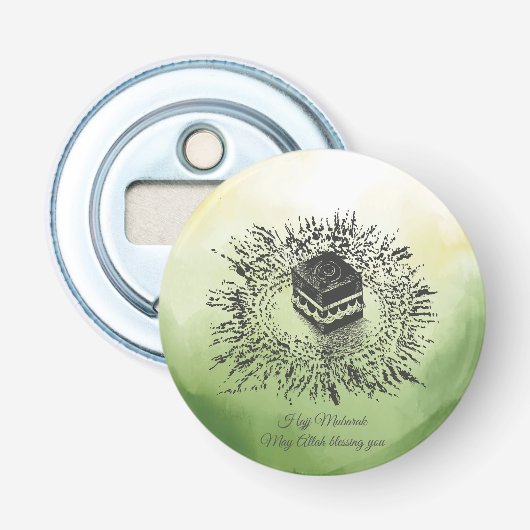 Hadj Mubarak, Heilige Ka'aba in Mekka, Saudi-Arabi Button Flesopener (Voorkant)