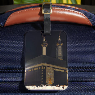 Hadj pelgrims in Fajr, Ka'aba, Mekka, Saoedi-Arabi Bagagelabel