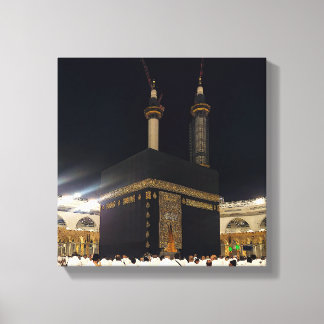 Hadj pelgrims in Fajr, Ka'aba, Mekka, Saoedi-Arabi Canvas Afdruk