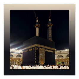 Hadj pelgrims in Fajr, Ka'aba, Mekka, Saoedi-Arabi Perfect Poster