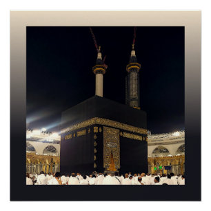 Hadj pelgrims in Fajr, Ka'aba, Mekka, Saoedi-Arabi Perfect Poster