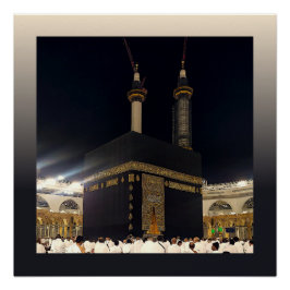 Hadj pelgrims in Fajr, Ka'aba, Mekka, Saoedi-Arabi Perfect Poster