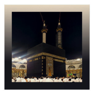 Hadj pelgrims in Fajr, Ka'aba, Mekka, Saoedi-Arabi Perfect Poster