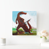 Hadrosaurus Dinosaur Vierkante Klok (Huis)