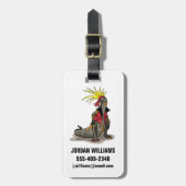 Hadrosaurus dinosaurus gekleed als een Punk. Bagagelabel (Voorkant verticaal)