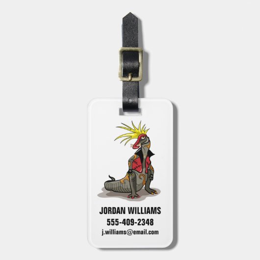 Hadrosaurus dinosaurus gekleed als een Punk. Bagagelabel (Voorkant verticaal)
