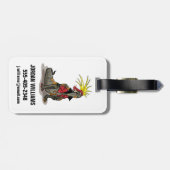 Hadrosaurus dinosaurus gekleed als een Punk. Bagagelabel (Achterkant horizontaal)