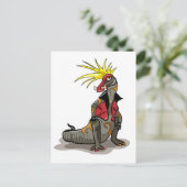 Hadrosaurus dinosaurus gekleed als een Punk. Briefkaart (Staand voorkant)