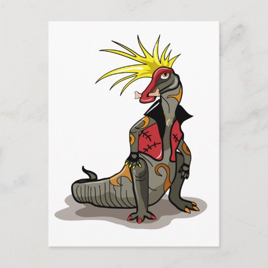 Hadrosaurus dinosaurus gekleed als een Punk. Briefkaart (Voorkant)
