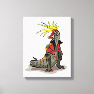 Hadrosaurus dinosaurus gekleed als een Punk. Canvas Afdruk