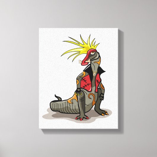 Hadrosaurus dinosaurus gekleed als een Punk. Canvas Afdruk (Voorkant)