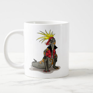 Hadrosaurus dinosaurus gekleed als een Punk. Grote Koffiekop