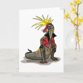Hadrosaurus dinosaurus gekleed als een Punk. Kaart (Gele Bloem)