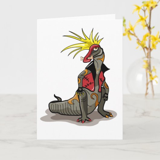 Hadrosaurus dinosaurus gekleed als een Punk. Kaart (Gele Bloem)