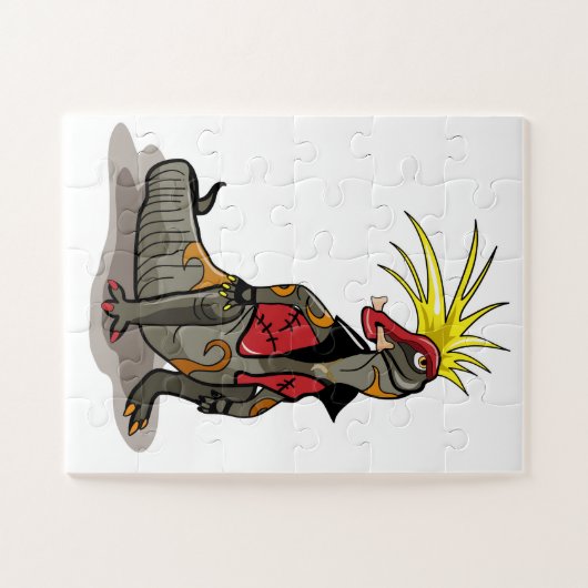 Hadrosaurus dinosaurus gekleed als een Punk. Legpuzzel (Horizontaal)