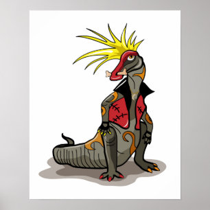 Hadrosaurus dinosaurus gekleed als een Punk. Poster