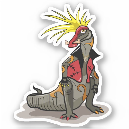 Hadrosaurus dinosaurus gekleed als een Punk. Sticker (Voorkant)