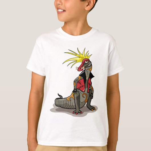 Hadrosaurus dinosaurus gekleed als een Punk. T-shirt (Voorkant)