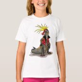 Hadrosaurus dinosaurus gekleed als een Punk. T-shirt (Voorkant)