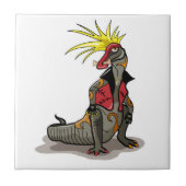 Hadrosaurus dinosaurus gekleed als een Punk. Tegeltje (Voorkant)