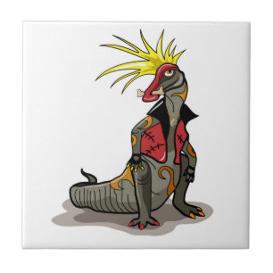 Hadrosaurus dinosaurus gekleed als een Punk. Tegeltje