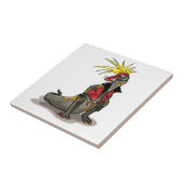 Hadrosaurus dinosaurus gekleed als een Punk. Tegeltje (Zijkant)