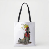 Hadrosaurus dinosaurus gekleed als een Punk. Tote Bag (Voorkant)