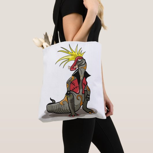Hadrosaurus dinosaurus gekleed als een Punk. Tote Bag (Dichtbij)