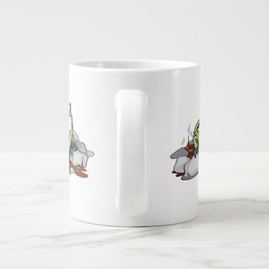 Hadrosaurus ontspannen in een jacuzzi. grote koffiekop (Achterkant)