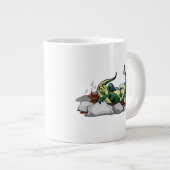 Hadrosaurus ontspannen in een jacuzzi. grote koffiekop (Voorkant rechts)