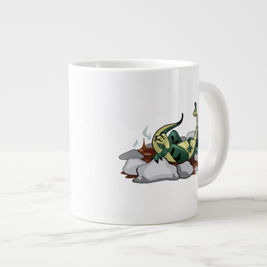 Hadrosaurus ontspannen in een jacuzzi. grote koffiekop (Voorkant rechts)