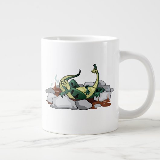 Hadrosaurus ontspannen in een jacuzzi. grote koffiekop (Rechts)