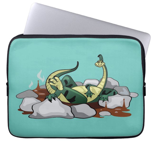 Hadrosaurus ontspannen in een jacuzzi. laptop sleeve (Voorkant)