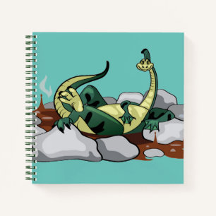 Hadrosaurus ontspannen in een jacuzzi. notitieboek