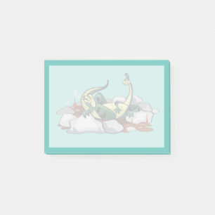 Hadrosaurus ontspannen in een jacuzzi. post-it® notes