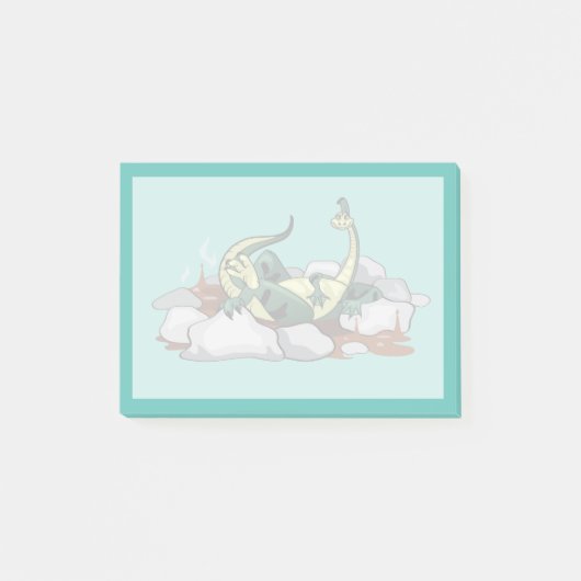 Hadrosaurus ontspannen in een jacuzzi. post-it® notes (Voorkant)
