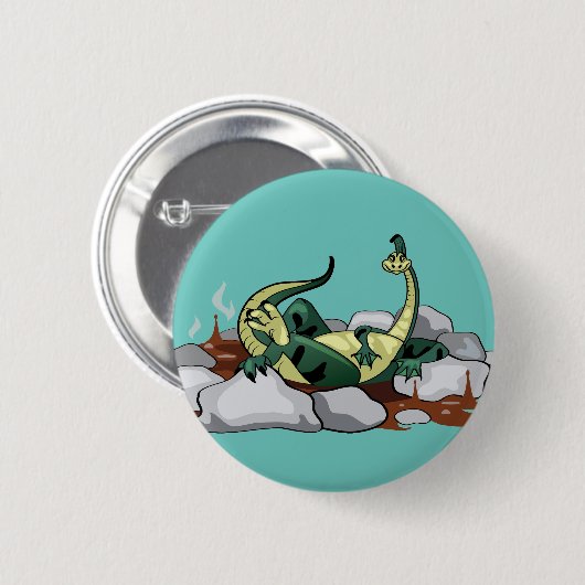 Hadrosaurus ontspannen in een jacuzzi. ronde button 5,7 cm (Voorkant /achterkant)
