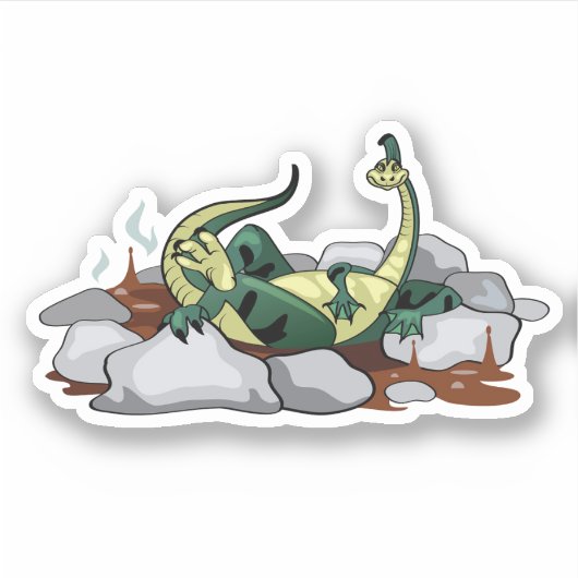 Hadrosaurus ontspannen in een jacuzzi. sticker (Voorkant)