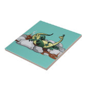 Hadrosaurus ontspannen in een jacuzzi. tegeltje (Zijkant)