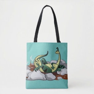 Hadrosaurus ontspannen in een jacuzzi. tote bag